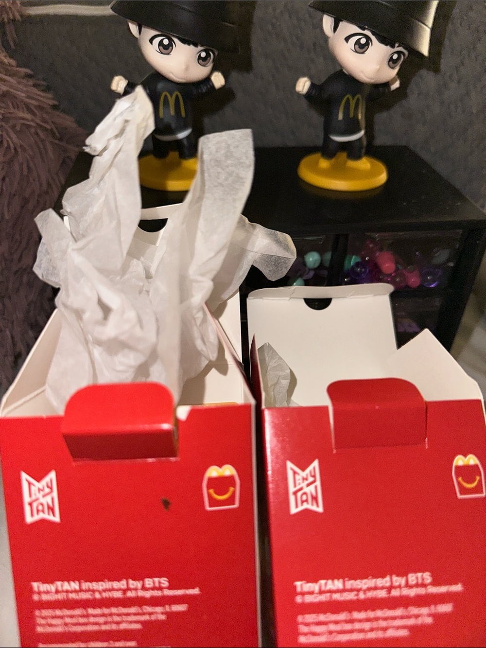 McDonald's TinyTAN BTS Figures Red and Yellow Boxes